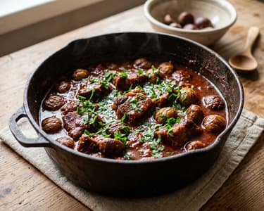 Tocană tomnatică de porc cu castane | Savoarea toamnei