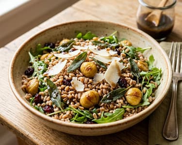 Salată toscană de farro cu salvie și castane coapte