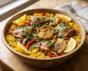 Arroz con pollo e hinojo | Orez spaniol cu pui și fenicul