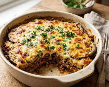 Musaca de vinete cu porc | Rumenă și aromată