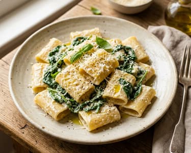 Paccheri cu ricotta și spanac