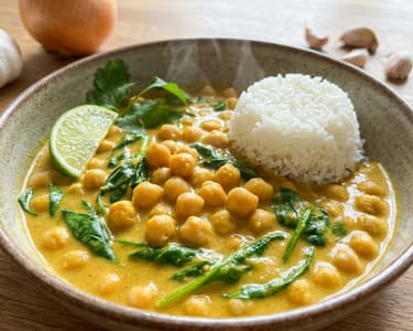 Creamy Chickpea Curry with Coconut Milk and Spinach