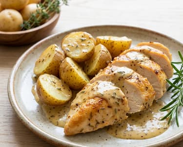 Chicken with potatoes and creamy cream sauce