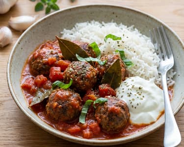 Beef Meatballs with Tomato Sauce and Basmati Rice
