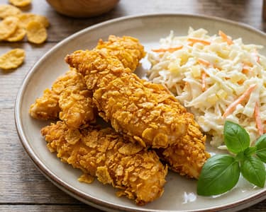 Crispy Chicken Strips with Coleslaw Salad