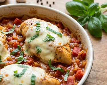 Baked Chicken Breast with Mozzarella and Tomato Sauce
