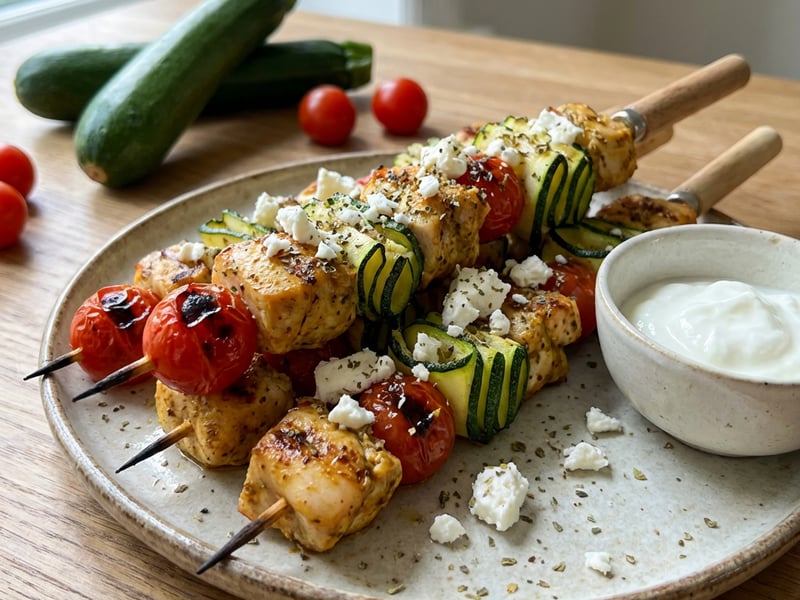 Feta and Chicken Skewers