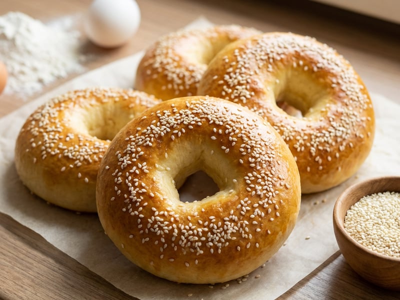 Homemade Bagels with Cottage Cheese
