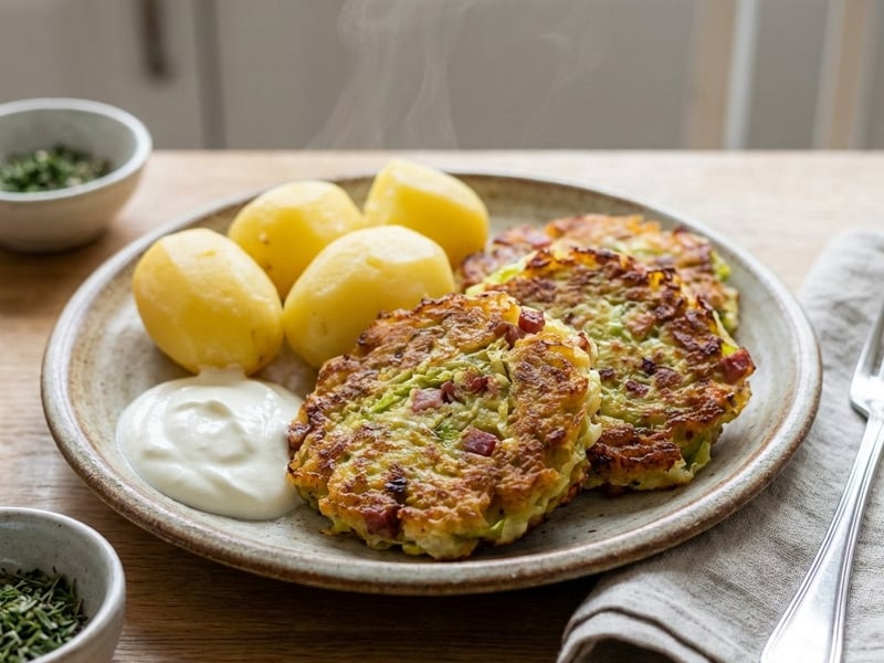Chiftele de varză creață cu carne afumată