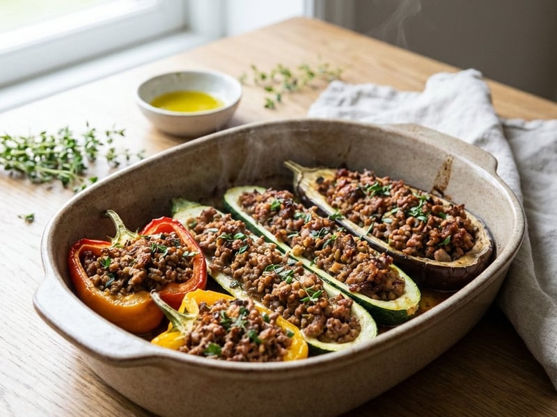 Legume la cuptor umplute cu carne tocată