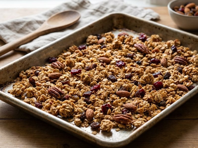 Müsli crocant de casă cu nuci și fructe uscate
