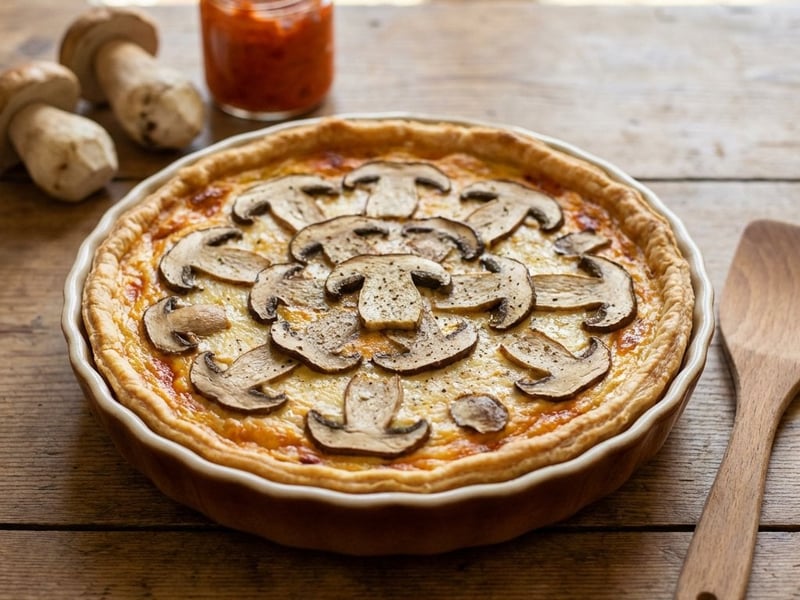 Quiche cu hribi și ajvar