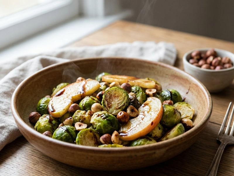 Warm Brussels Sprout Salad with Hazelnuts