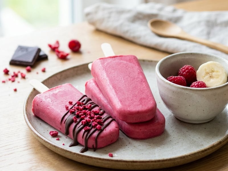 Raspberry ice cream with cottage cheese