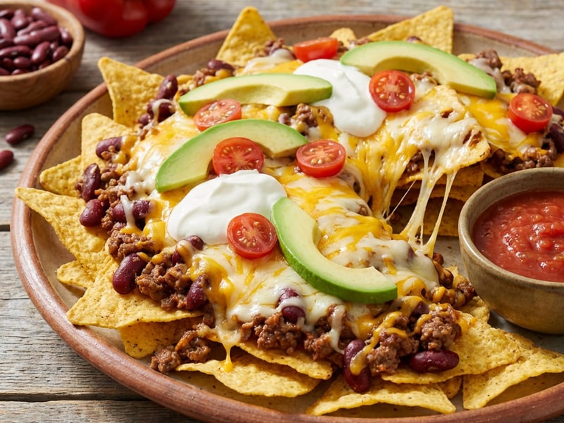 Baked Nachos with Minced Beef