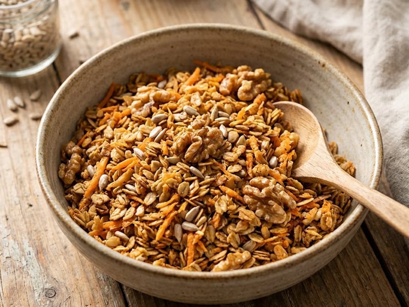 Granola sărată cu morcovi și semințe