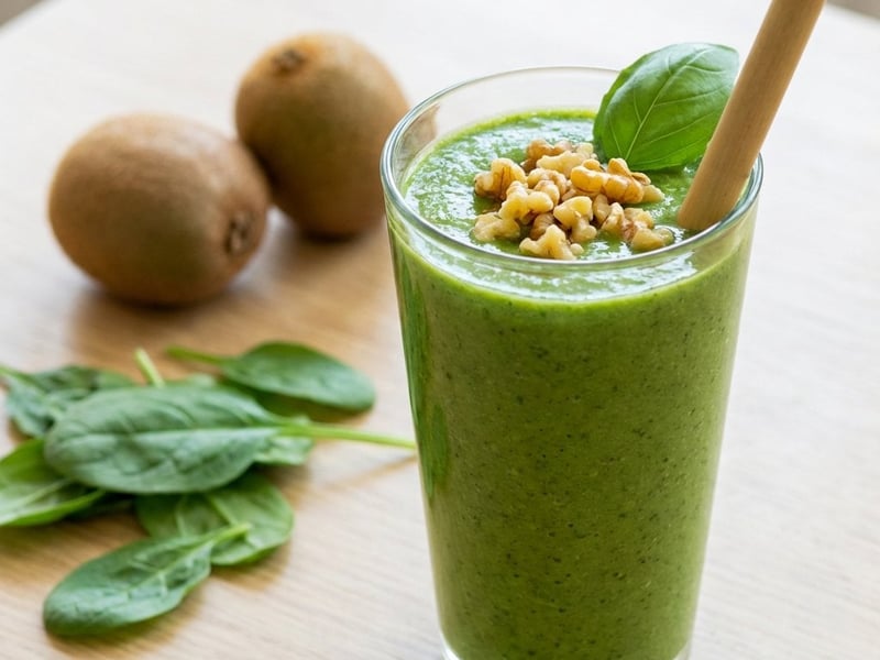 Smoothie verde cu kiwi și spanac | Bombă de vitamine