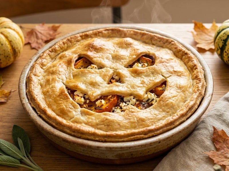 Plăcintă de Halloween cu dovleac și feta