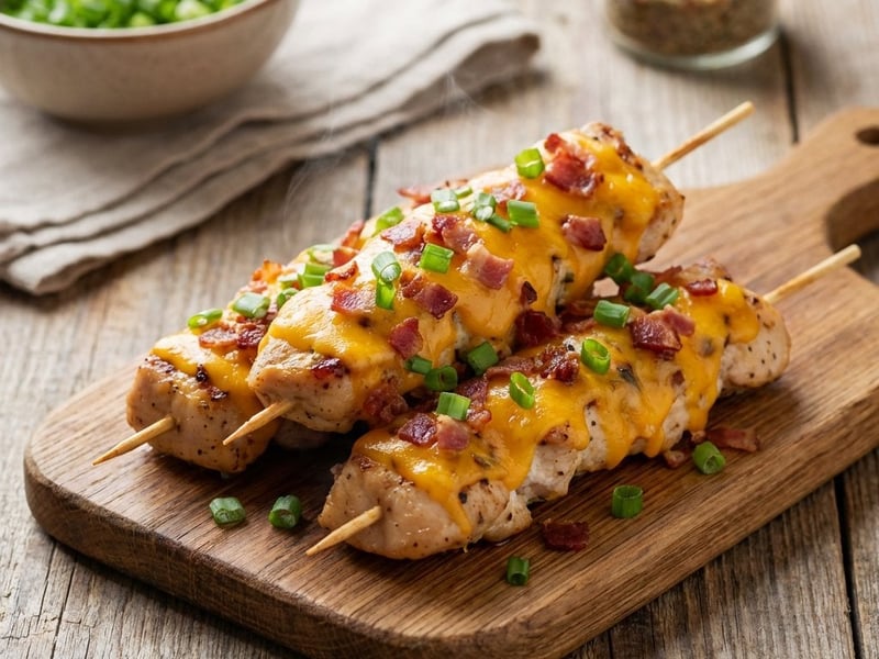 Frigărui de pui cu cheddar și bacon