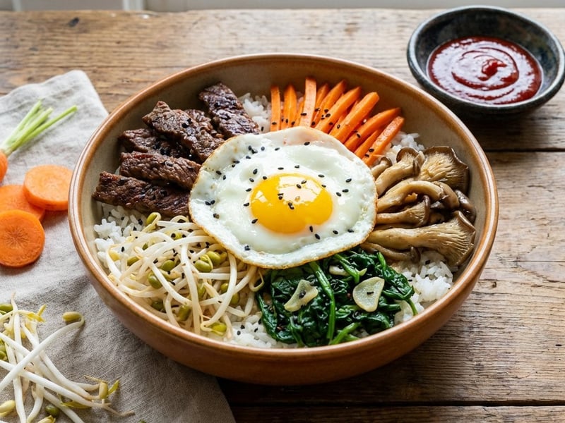 Bibimbap cu vită și legume