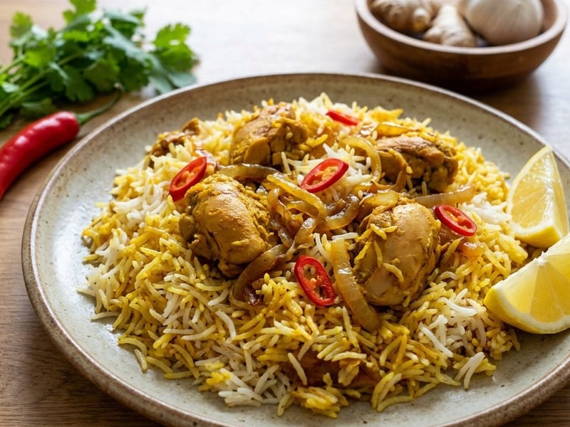 Chicken biryani with basmati rice