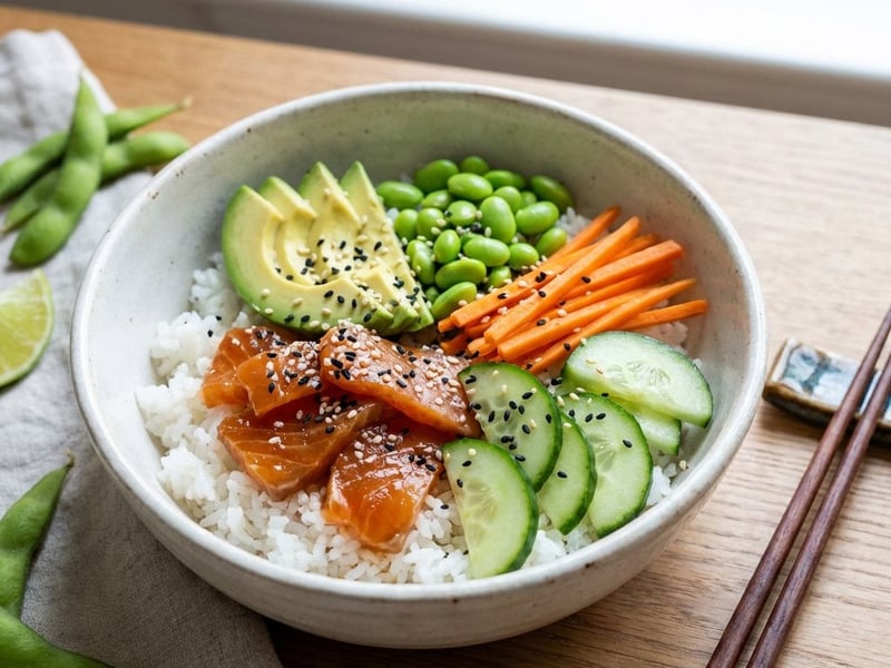 Poke bowl vegan cu „somon”