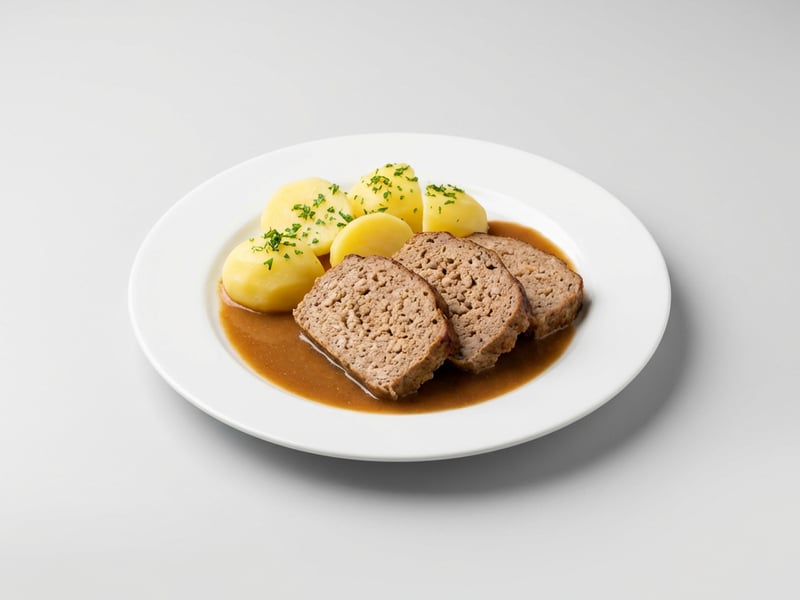 Baked Meatloaf with Boiled Potatoes