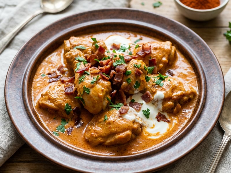 Chicken with Paprika and Sour Cream (Creamy Paprikash)