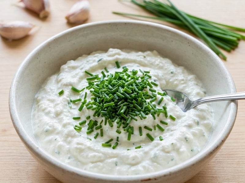 Creamy chive and cottage cheese dip
