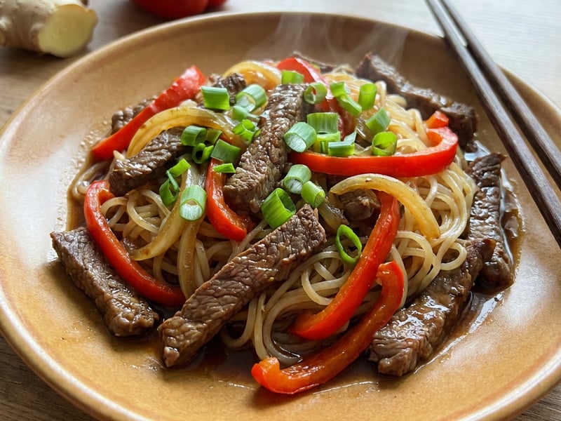 Beef with Rice Noodles and Vegetables