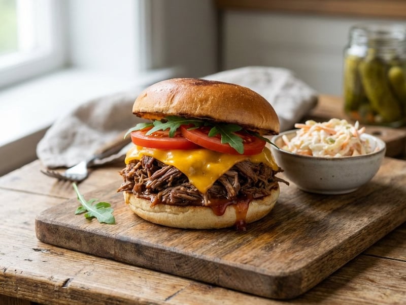 Burger cu vită fragedă și salată Coleslaw