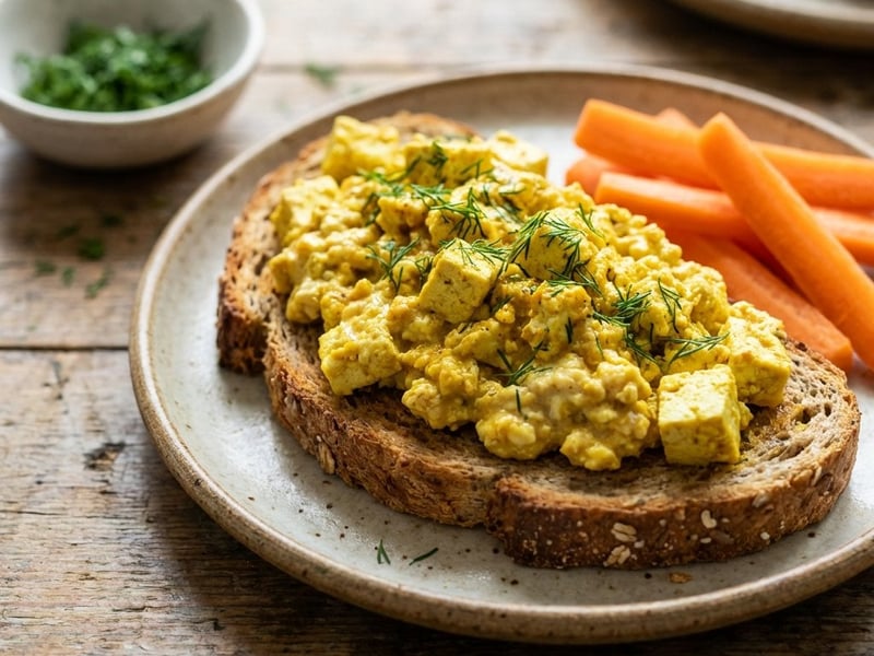 Creamy tofu "scrambled eggs" on toast