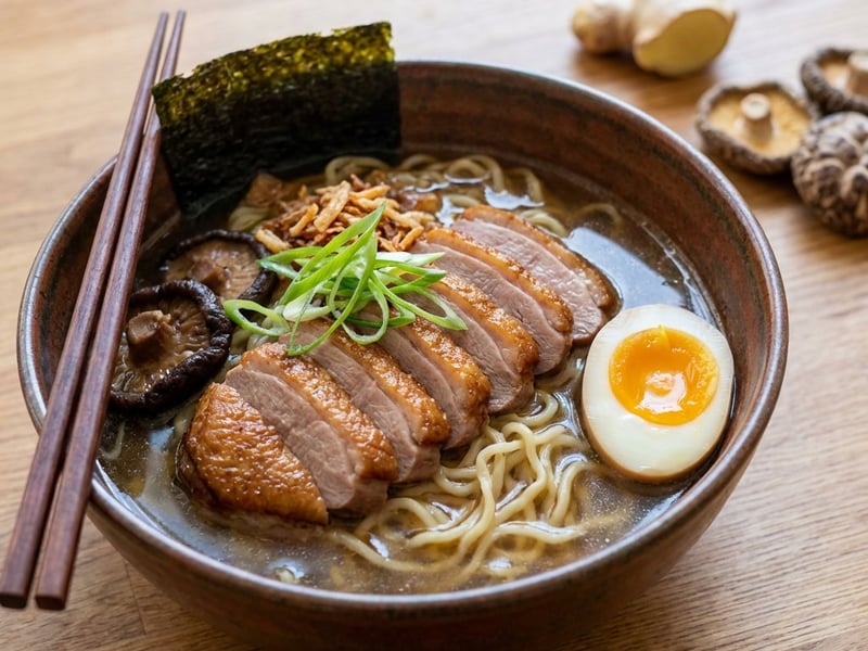 Ramen cu rață și ciuperci shiitake