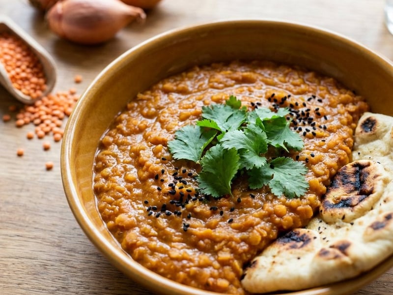 Dhal de linte roșie cu lapte de cocos