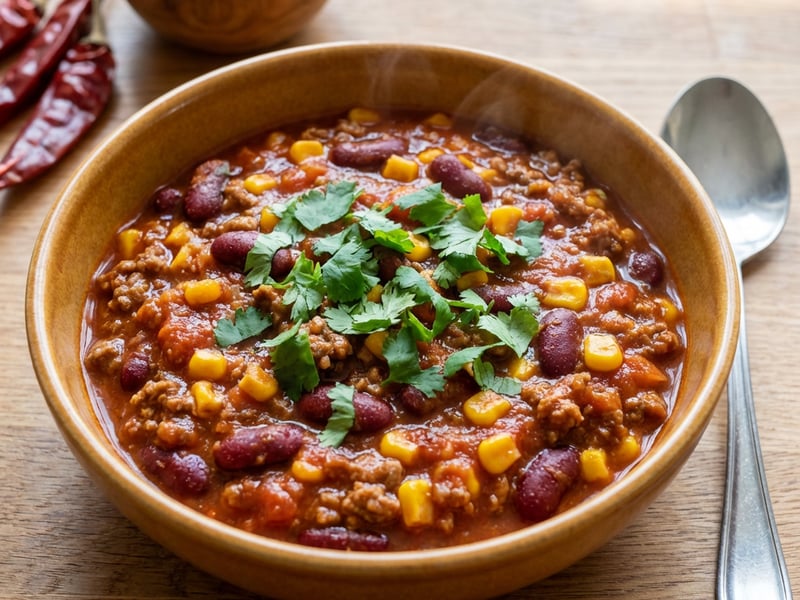 Chili con carne with beef and red beans