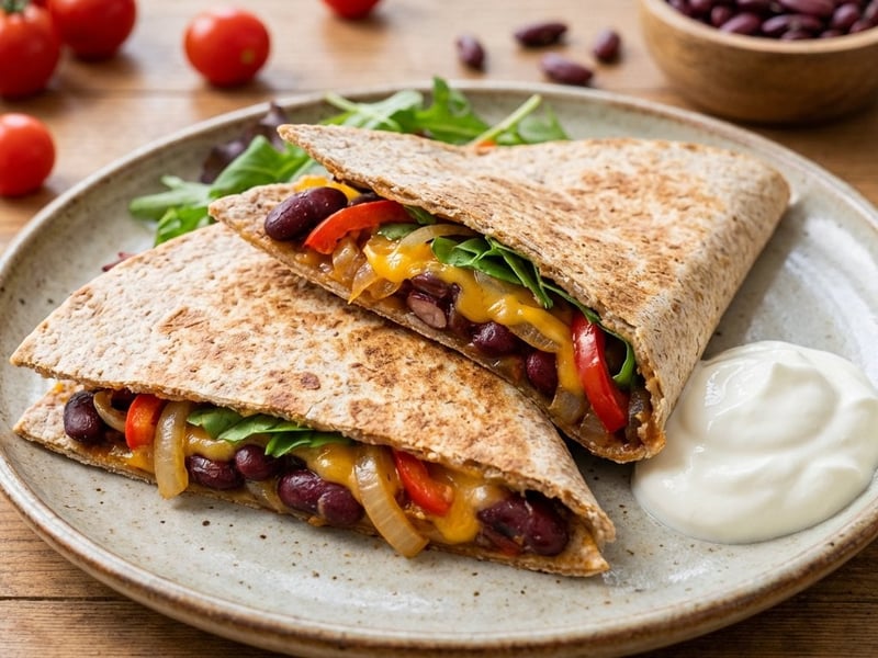Bean and melted cheddar wrap