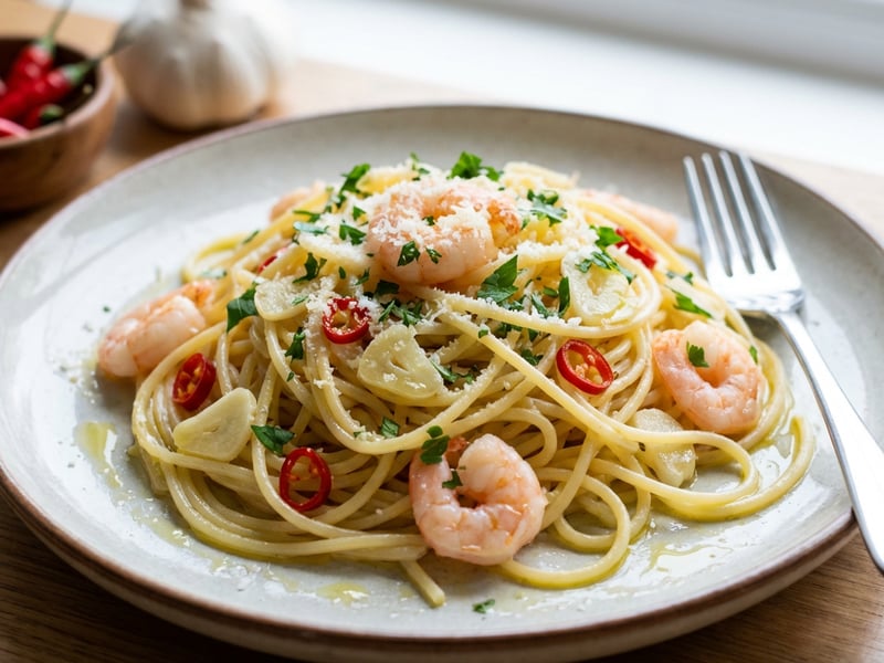 Garlic and Shrimp Spaghetti