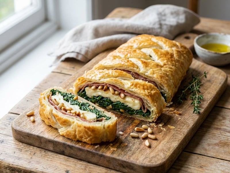 Puff Pastry Strudel with Spinach and Halloumi