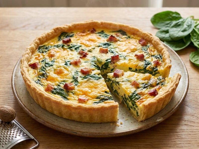 Quiche cu brânză și spanac