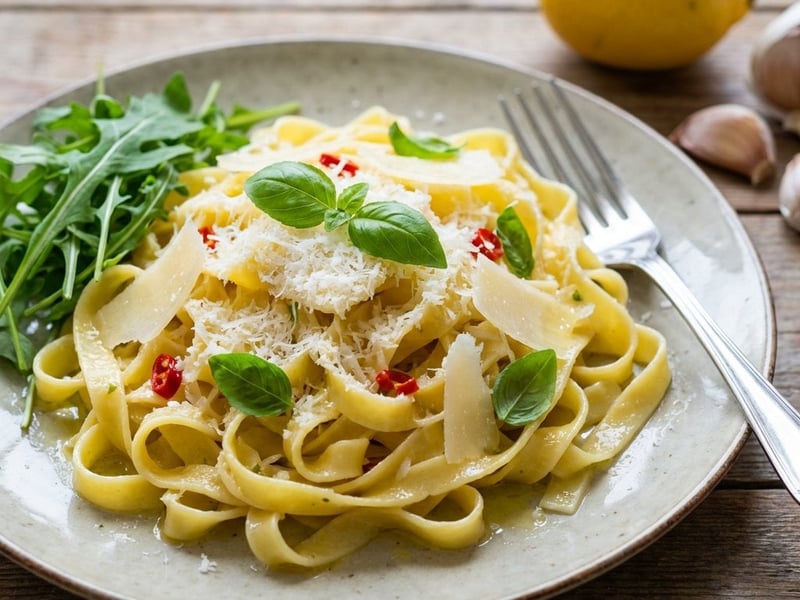 Tagliatelle cu lămâie și busuioc
