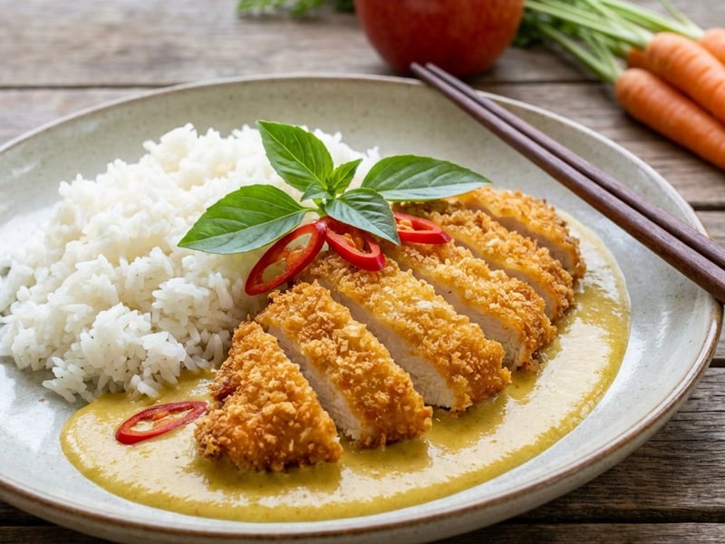 Pui Katsu Curry cu Orez Jasmine