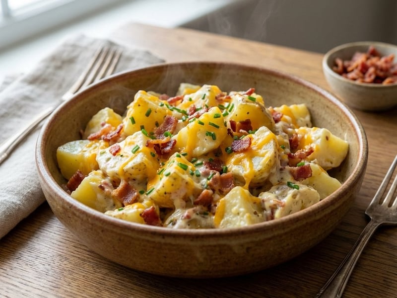 Salată de cartofi cu bacon și cheddar