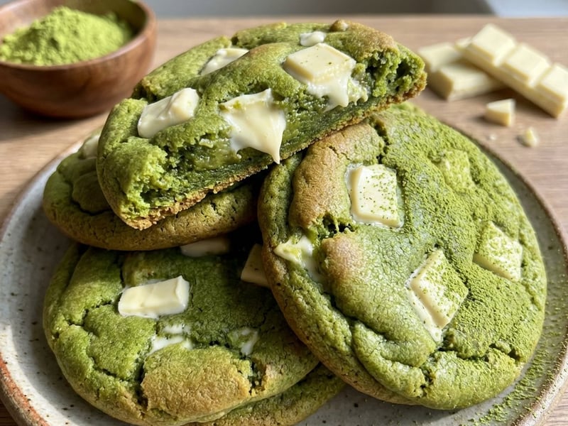 Biscuiți cu Matcha și ciocolată albă