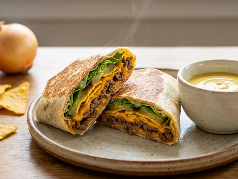 Wrap cheeseburger crocant cu nachos