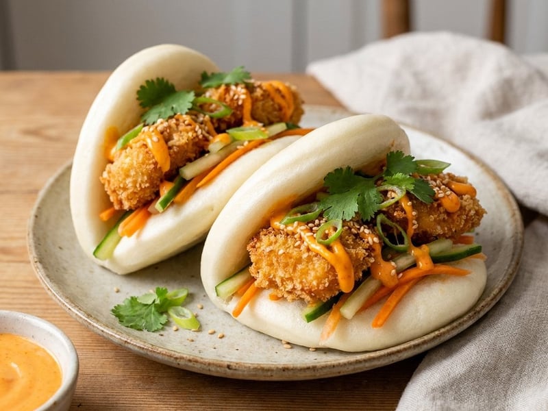 Bao buns cu pui crocant | Street food asiatic