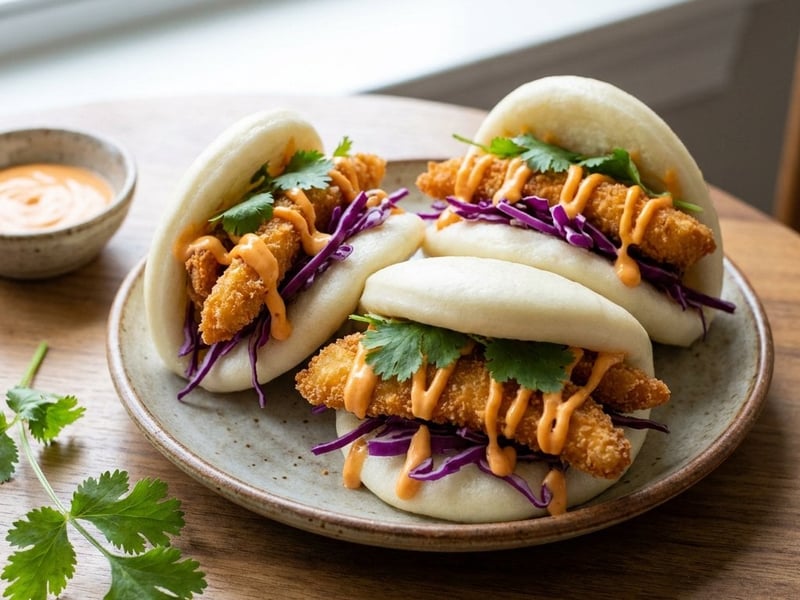 Bao Buns with Crispy Chicken and Sriracha Mayonnaise