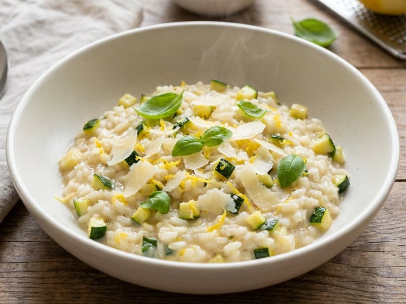Risotto cremos de vară cu dovlecei și lămâie | Cină rapidă