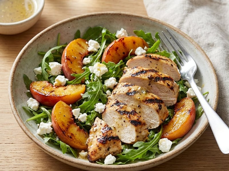 Chicken salad with grilled peaches and feta | Summer dinner