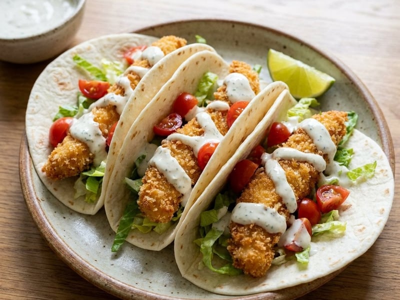Crispy chicken tacos with ranch sauce | Quick dinner