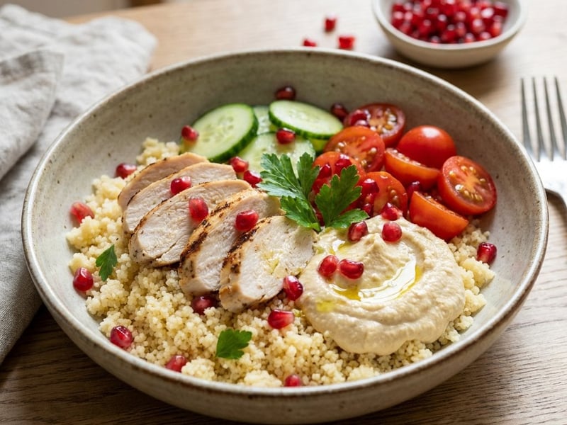 Mediterranean turkey and hummus bowl | Quick lunch